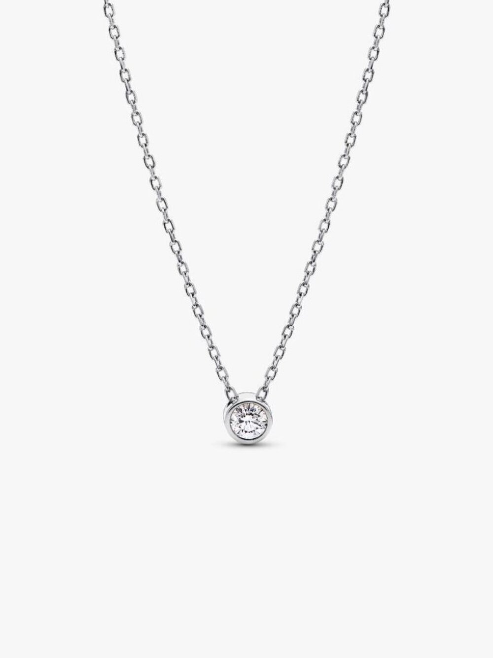 Pandora Era Bezel Sterling Silver Lab-grown Diamond Pendant Necklace